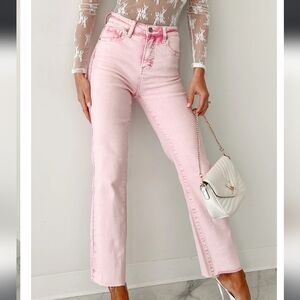 Like New ! RISEN high Rise Straight  NADINE acid Wash Pink Denim Jean